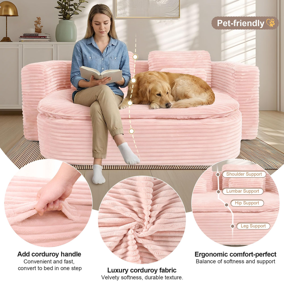 75'' Folding Sleeper Sofa Bed G50615