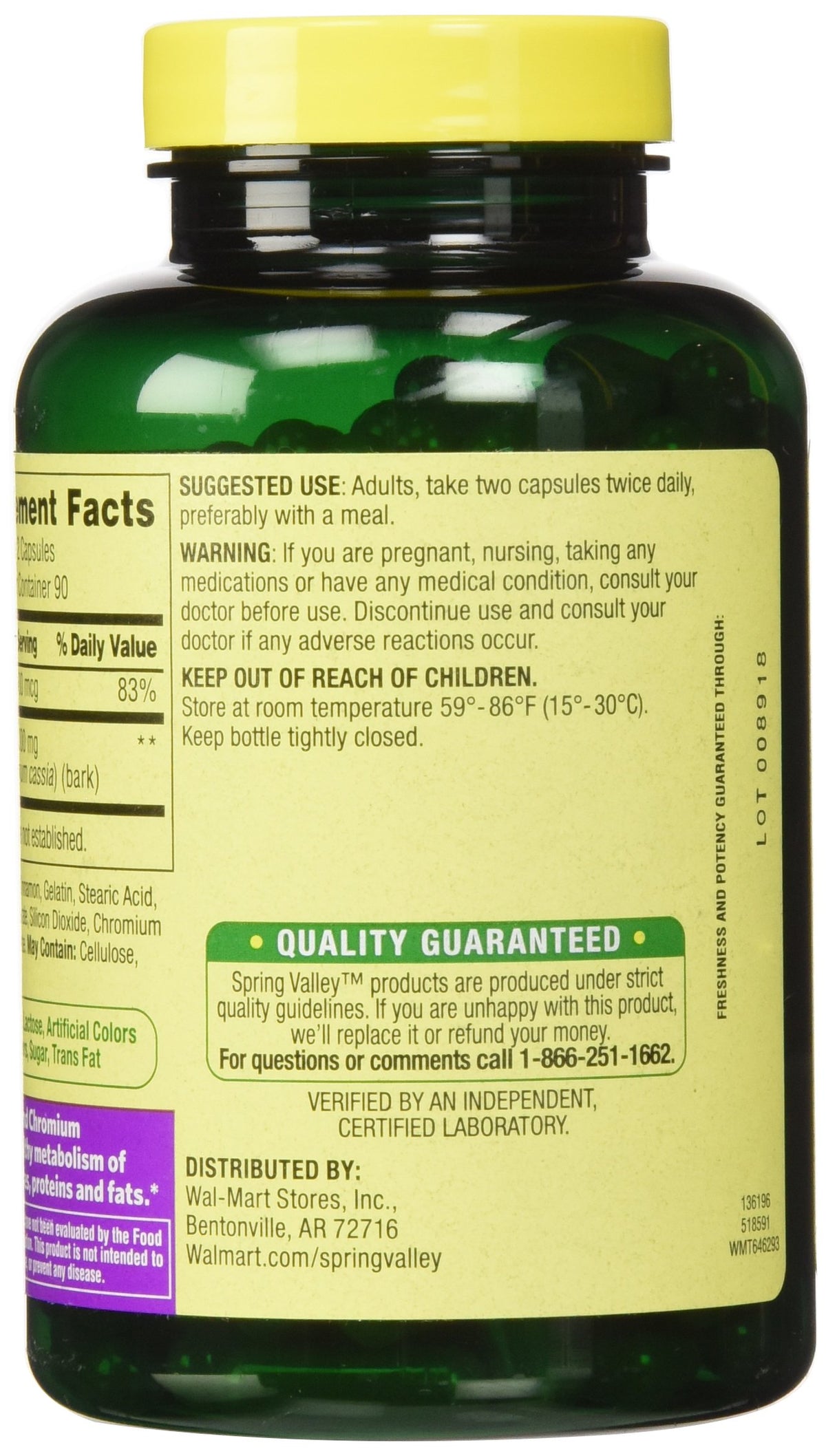 Cinnamon 500mg Plus Chromium 2 Bottles of 180 Capsules V2096