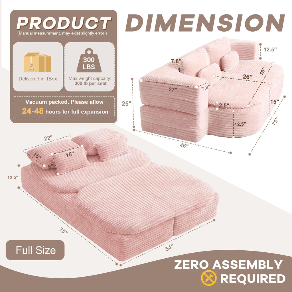 75'' Folding Sleeper Sofa Bed G50615