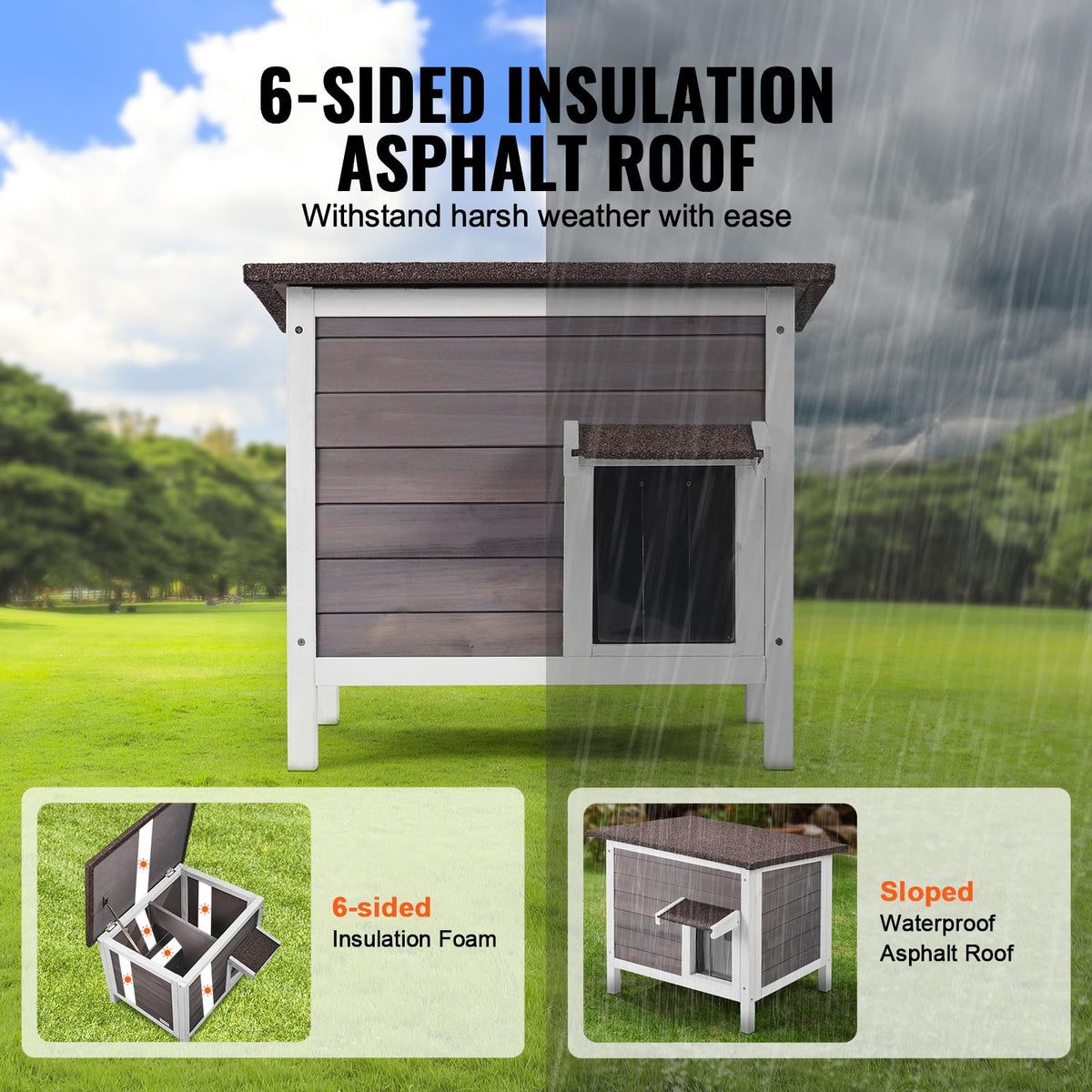 Weatherproof Wooden Outdoor Cat House J742