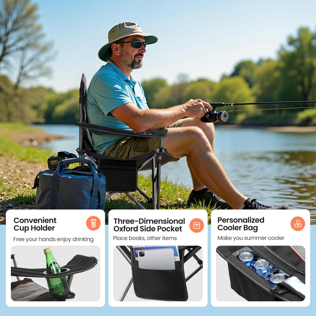 Oversized Folding Camping Chairs 2 Pack Black E685504