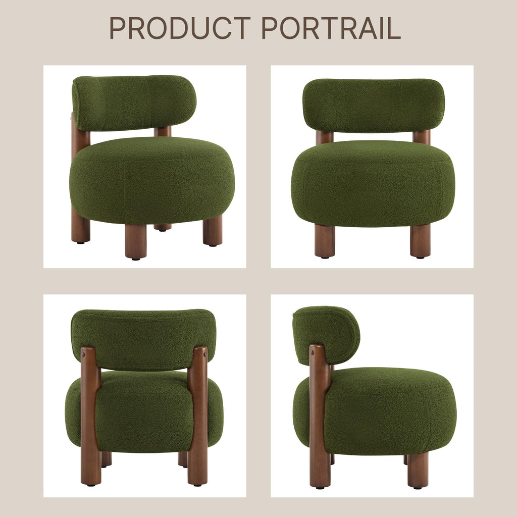 Green Boucle Accent Chair Set of 2 V8112