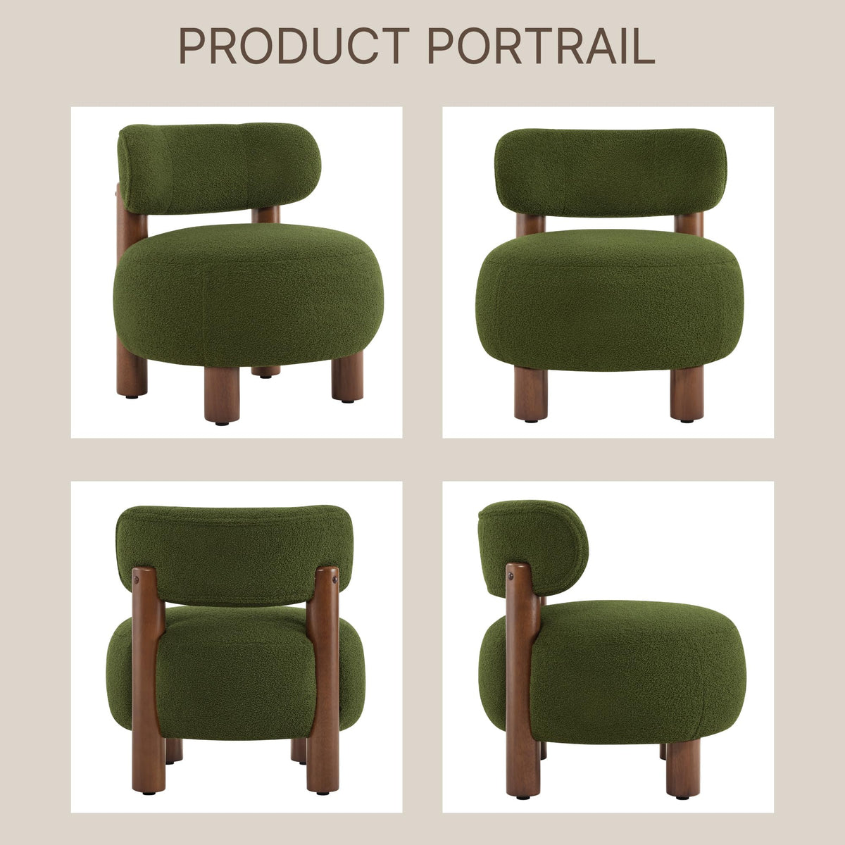 Green Boucle Accent Chair Set of 2 V8112