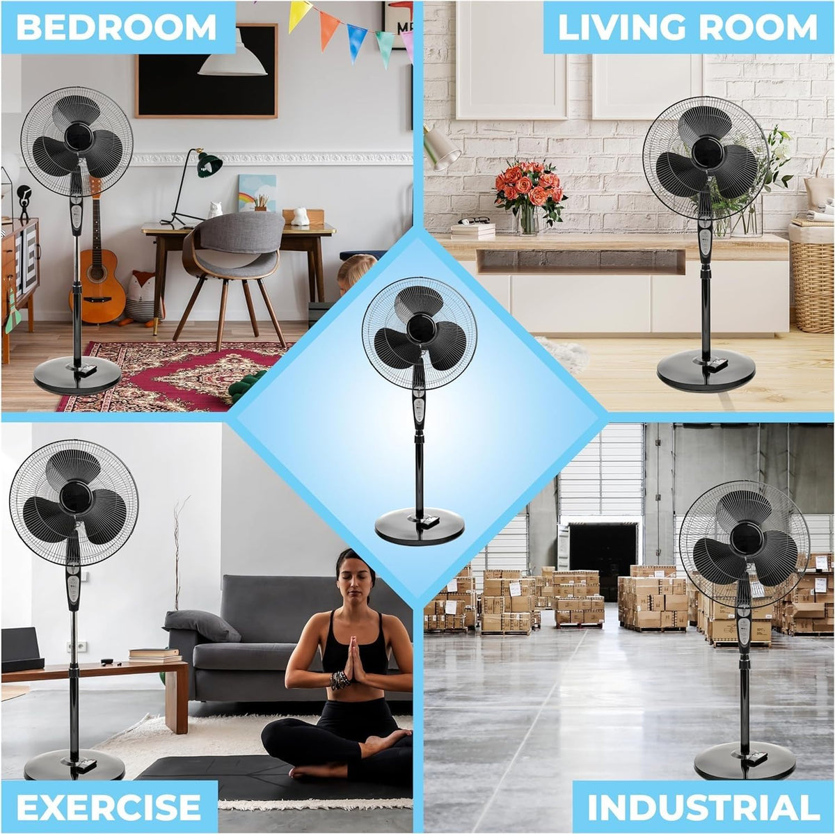 18" Oscillating Pedestal Fan with Remote Control, 3 Speed, Adjustable Height & Tilt Z616182