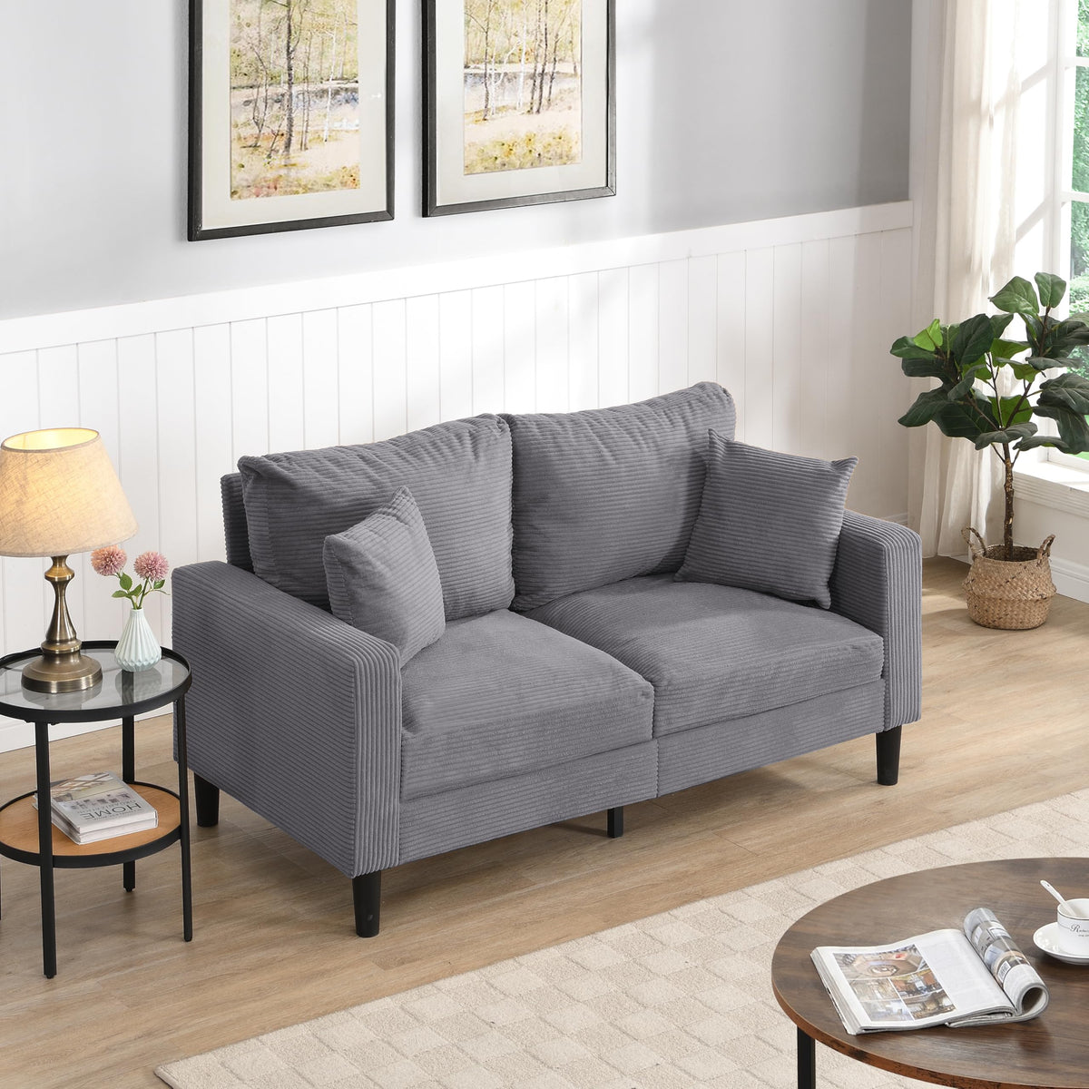 Light Gray 2-Seater Upholstered Sofa V3825