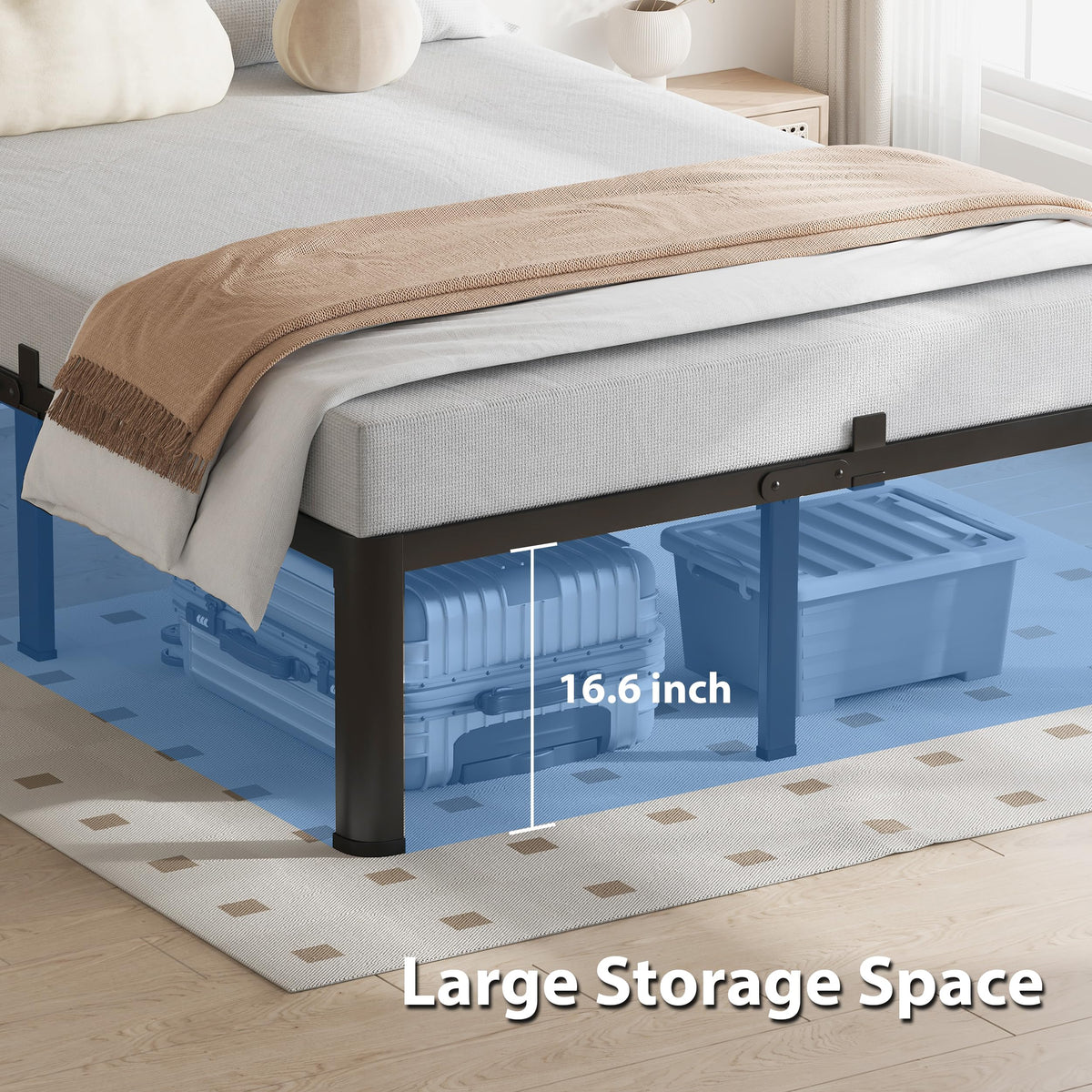 18 Inch Queen Bed Frame with Round Corners Z453