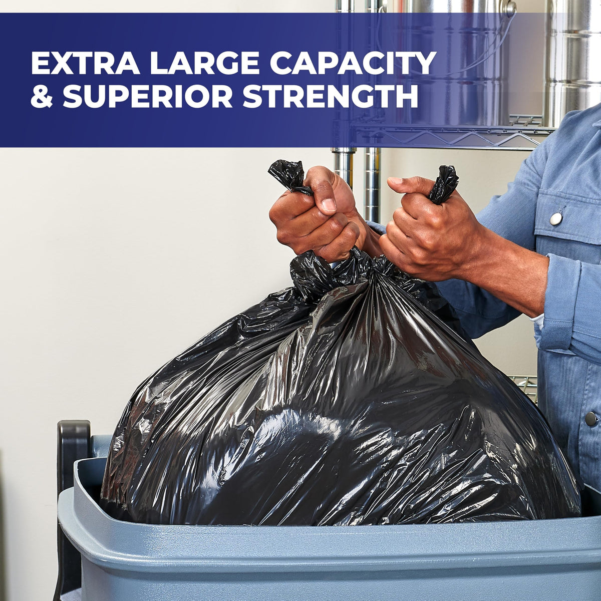 65 Gallon Black Unscented Trash Bags 10ct H3496