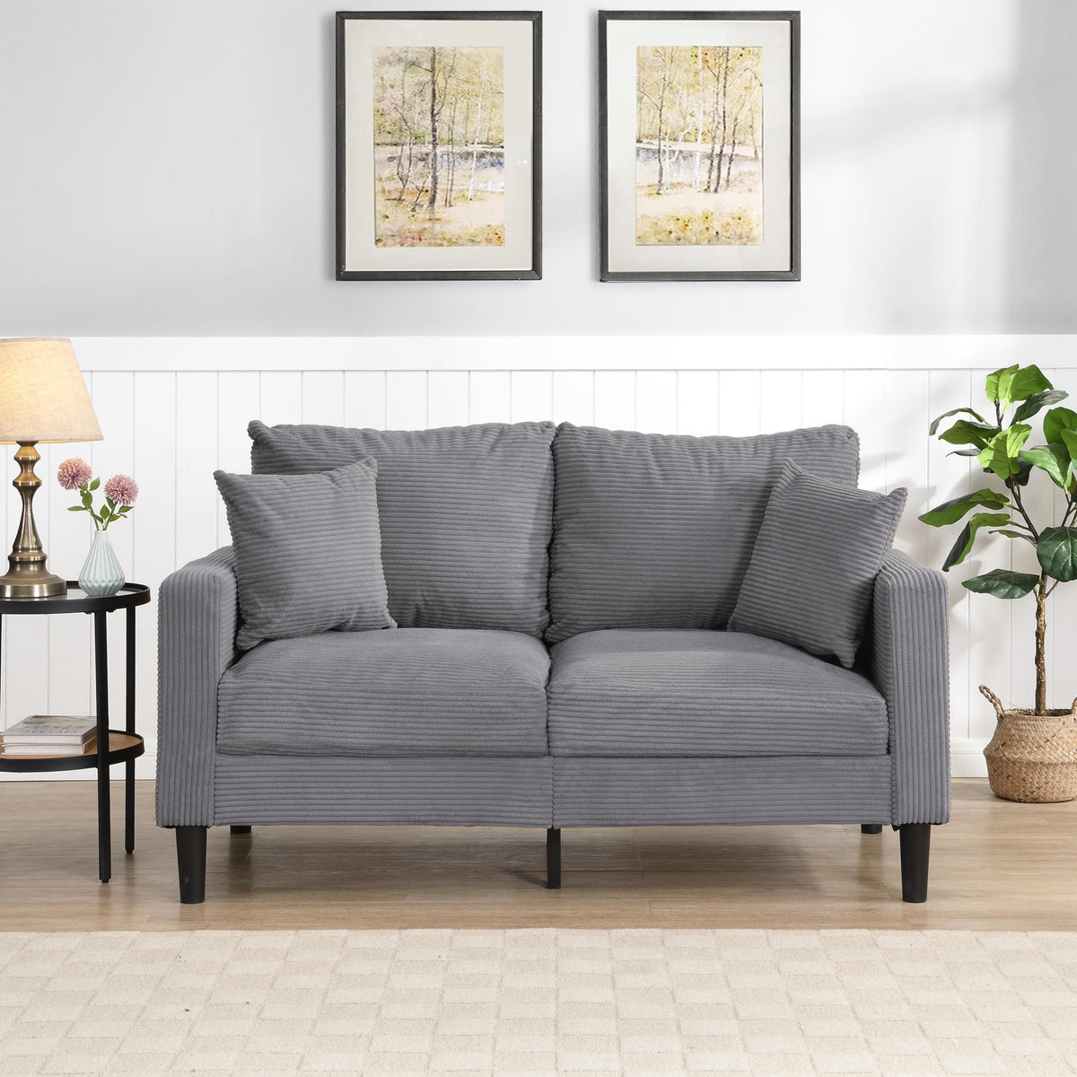 Light Gray 2-Seater Upholstered Sofa V3825