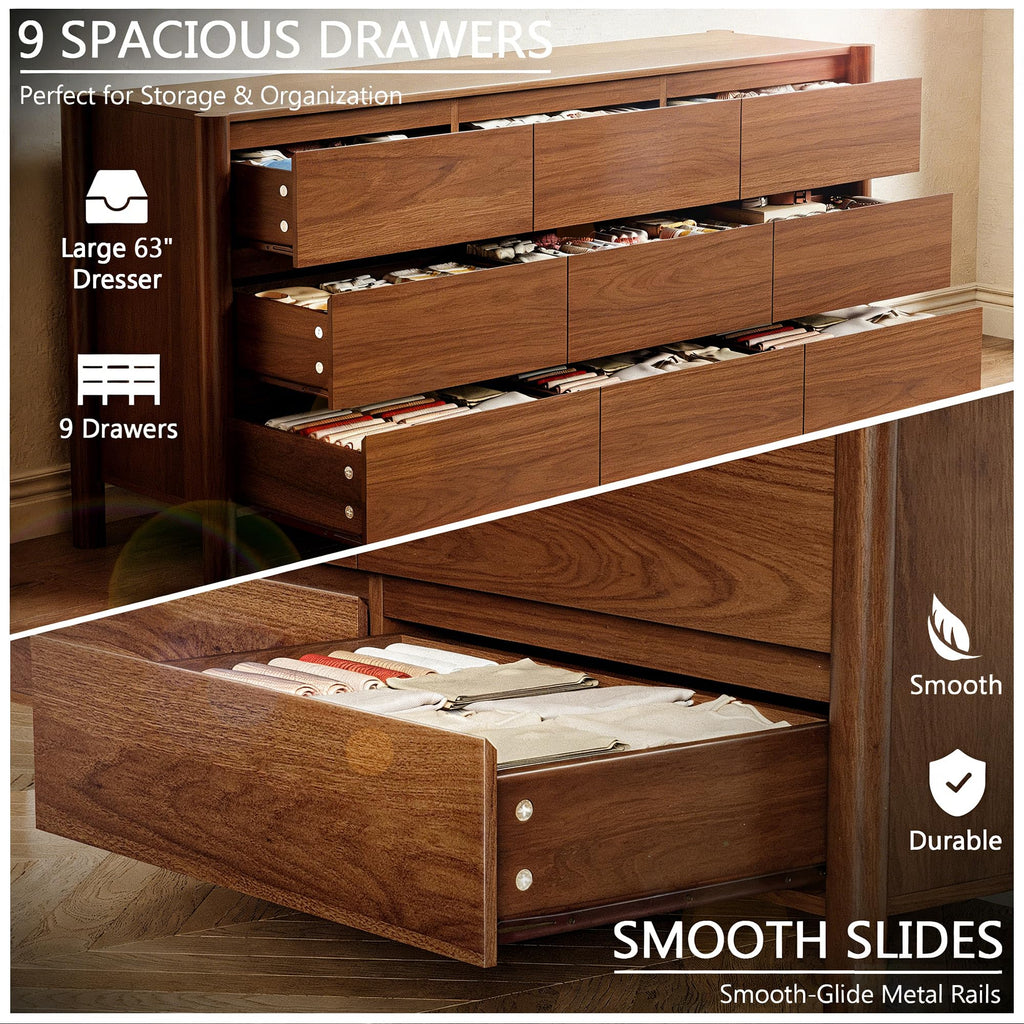 Walnut 9 Drawer Dresser Q81805